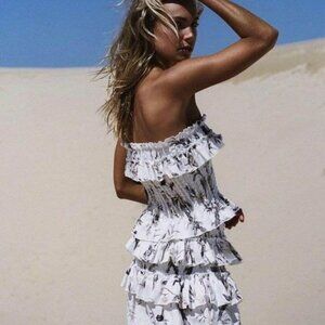 SIR. The Label Marielle Ruffle Floral Preppy Classic Linen Skirt Sz‎ 0 (2)